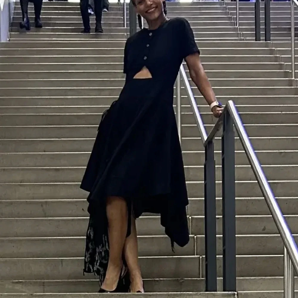 Bibhu Mohapatra Black Fringe Midi Shirt Dress Size 4 Western Rodeo Designer $455 - Picture 4 of 11